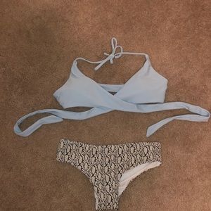Blue snakeskin bikini
